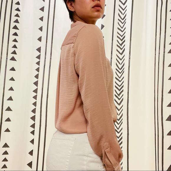 Satin Pink Button Up Top - Picture 3 of 7